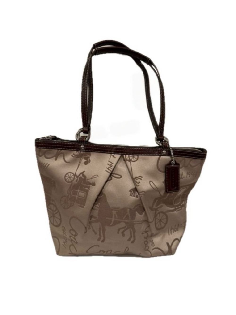 Vintage Coach Signature Satin Horse and Carriage Print Shoulder Bag